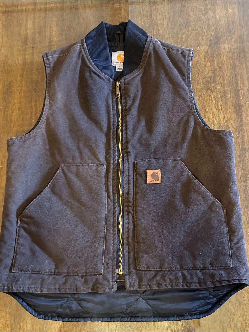 Carhartt Brown Quilted Work Vest with Zip